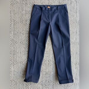 Tory‎ Burch Womens Dress Pants Trousers Navy Blue Cropped Bow Ankle Detail 6